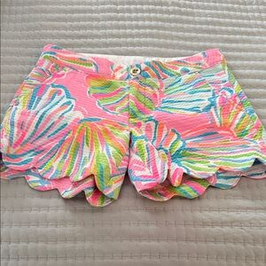 Lilly Pulitzer Pink and Green Scalloped High Waist Shorts